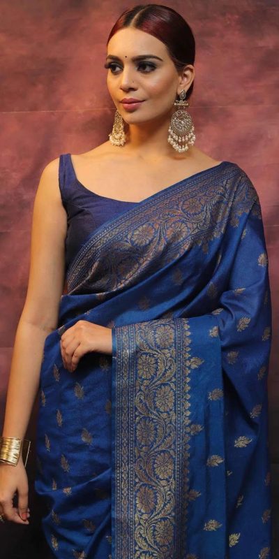 KP 6010 Blue Soft Lichi Silk Jacquard Saree Perfect for Wedding, Party, Traditional Day, Family Gatherings, Sangeet . Grab it for ₹1349. Delivery 4-6 W | Designer Sarees, Embroidered Sarees, Sarees, Bollywood Sarees, Creative Sarees, Ethnic Saree, Modern Digital sarees, Party Wear Sarees
