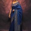 KP 6010 Blue Soft Lichi Silk Jacquard Saree Perfect for Wedding, Party, Traditional Day, Family Gatherings, Sangeet . Grab it for ₹1349. Delivery 4-6 W | Designer Sarees, Embroidered Sarees, Sarees, Bollywood Sarees, Creative Sarees, Ethnic Saree, Modern Digital sarees, Party Wear Sarees