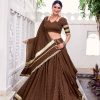 Brown Chanderi Lace Zari Work Lehenga Choli