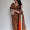 Brown Natural Satin Silk Sequence Work Slawar Suit