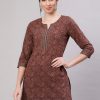 INLI Blush 2.0 Dark Red Cotton Printed Designer Work Kurti in . Wedding, Party, Festive, Events, Special Price ₹1269. Delivery 4-6 Working Days. Shop now. | Kurti, Bollywood Kurti, Creative Kurtis, Designer Kurti, Party Wear Kurti, Selfie Kurti