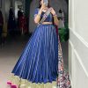Firozi Pure Chanderi Zari Work Gotta Patti Lehenga Choli