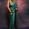 Firozi Soft Lichi Silk Lace Border Saree
