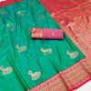 Firozi Soft Silk Zari Lace Work Saree