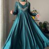 VLM 238 Firozi in Star Georgette. Lace Work Gown Wedding, Party, Festive, Events at ₹1999 only. Delivery 4-6 Working Days. Shop now. | Gowns, Bollywood Gowns, Creative Gowns, Designer Gowns, Embroidered Gowns, Party Wear Gowns