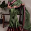 Green Dola Chex Zari Work Saree