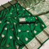Green Soft Banarasi Cotton Silk Zari Work Saree