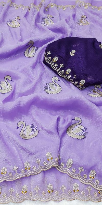 BT 1284 Lavender Crunchy Chiffon Saree Perfect for Wedding, Party, Ethnic Day, Ganesh Chaturthi, Sangeet . Best Price ₹1799. Delivery 4-6 Working Days | Designer Sarees, Embroidered Sarees, Sarees, Bollywood Sarees, Creative Sarees, Ethnic Saree, Modern Digital sarees, Party Wear Sarees