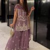 Lavender Faux Georgette Sequence Work Salwar Suit