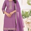 Lavender Rayon Lace Embroidery Work Salwar Suit