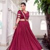 Maroon Chanderi Lace Zari Work Lehenga Choli