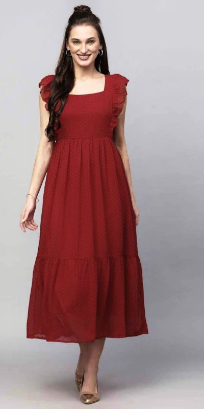 INLI Trendy Maroon in Georgette Butti Designer Gown . Wedding, Party, Festive Affordable Price ₹1399. Delivery 4-6 Working Days. Shop now. | Gowns, Bollywood Gowns, Creative Gowns, Designer Gowns, Embroidered Gowns, Party Wear Gowns