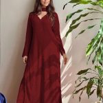 Maroon Georgette Thread Embroidery Salwar Suit