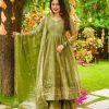 Mehandi Crunchy Silk With Embroidery Salwar Suit