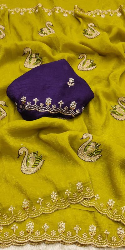 BT 1284 Mustard Crunchy Chiffon Saree Perfect for Wedding, Party, Ethnic Day, Ganesh Chaturthi, Sangeet . Best Price ₹1799. Delivery 4-6 Working Days | Designer Sarees, Embroidered Sarees, Sarees, Bollywood Sarees, Creative Sarees, Ethnic Saree, Modern Digital sarees, Party Wear Sarees