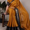 Mustard Dola Chex Zari Work Saree