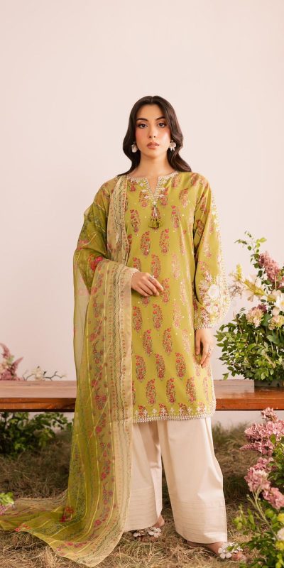 Mustard French Crap Digital Print Work Salwar Suit