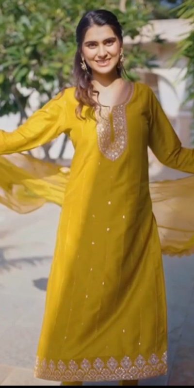 DC 106 Mustard Havy Pure Chinon Salwar Suit Perfect for Wedding, Party, Haldi, Onam, Baisakhi – . Festive Deal ₹1799. Delivery 4-6 Working Days. | Jump Suits, Tops & Bottoms, Track Suits, Salwar suit, Casual Suits, Creative suits, Designer Suits, Palazzo Suits, Party Wear Suits, Patiala Suits, Straight Suits, Trendy Wear