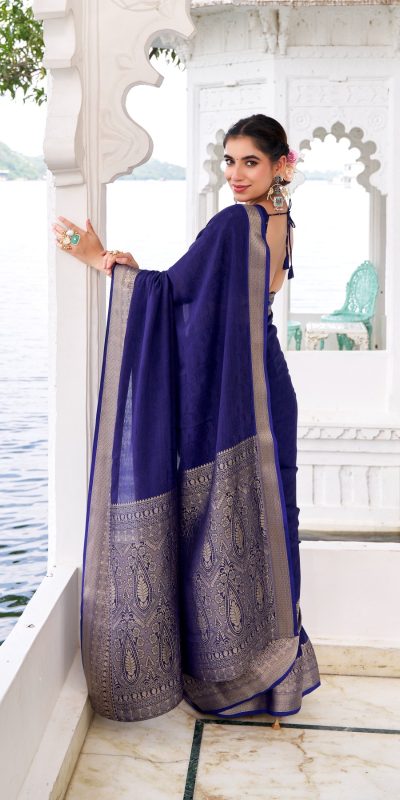YNF 7902 Navy Blue Color Chinon Printed With Zari Weaving Work Saree With Zari Work. Best Price ₹1549. Delivery 4-6 Working Days. Shop now. | Designer Sarees, Embroidered Sarees, Sarees, Bollywood Sarees, Creative Sarees, Ethnic Saree, Modern Digital sarees, Party Wear Sarees