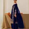 Navy Blue Faux Georgette Lace Work Salwar Suit