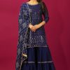 Navy Blue Georgette Embroidery Work Salwar Suit