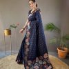 KP 6003 Navy Blue Soft Lichi Silk Cloth Lace Work & Lace Border Saree in Best Price ₹1399. Delivery 4-6 Working Days. Shop now. | Designer Sarees, Embroidered Sarees, Sarees, Bollywood Sarees, Creative Sarees, Ethnic Saree, Modern Digital sarees, Party Wear Sarees