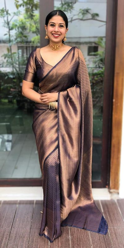 KP 4040 Navy Blue Soft Lichi Silk Saree Perfect for Wedding, Party, Ethnic Day, Raksha Bandhan, Temple Visit –.Exclusive Offer ₹1299. Delivery 4-6 Working D | Designer Sarees, Embroidered Sarees, Sarees, Bollywood Sarees, Creative Sarees, Ethnic Saree, Modern Digital sarees, Party Wear Sarees