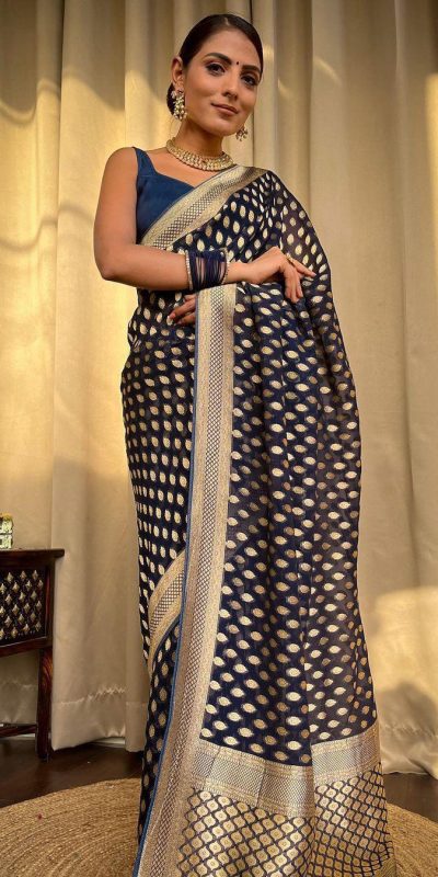 KP 5083 Navy Blue Soft Lichi Silk Perfect for Wedding, Party, Family Gatherings, Sangeet, Diwali Cloth. Saree. Get it for ₹1399. Delivery 4-6 Working Days. | Designer Sarees, Embroidered Sarees, Sarees, Bollywood Sarees, Creative Sarees, Ethnic Saree, Modern Digital sarees, Party Wear Sarees