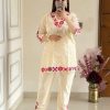 Off White Cotton Salwar Suit with Embroidery Wor