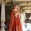 Orange Rangoli Silk Sequins Work Lehenga Choli