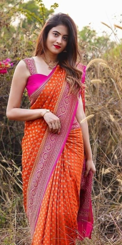 KP 3079 Orange Color Soft Lichi Silk Cloth Rich Pallu All Over Saree Events Casual, Wedding, Festive, Events . Expected Delivery  4-6 Working Days @1449/- | Designer Sarees, Sarees, Bollywood Sarees, Creative Sarees, Embroidered Sarees, Ethnic Saree, Modern Digital sarees, Party Wear Sarees