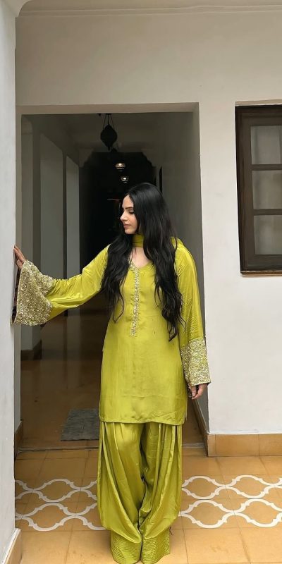 NSR 854 Parrot Green Natural Satin Silk Sequence Work with Lace Work & Embroidery Work Salwaar Suit Now at just ₹1799. Delivery 4-6 Working Days. Shop now. | Casual Suits, Jump Suits, Salwar suit, Creative suits, Designer Suits, Palazzo Suits, Party Wear Suits, Patiala Suits, Straight Suits