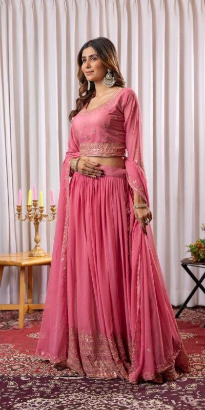 PDC 91 Peach Pure fox Georgette Lehenga Choli erfect for Wedding, Party, Festival Celebrations, Diwali, Karwa Chauth – . Now at just ₹2399. Delivery 4 | Lehenga, Bollywood Lehenga, Creative Lehenga, Designer Lehenga, Embroidered Lehenga, Party Wear Lehenga