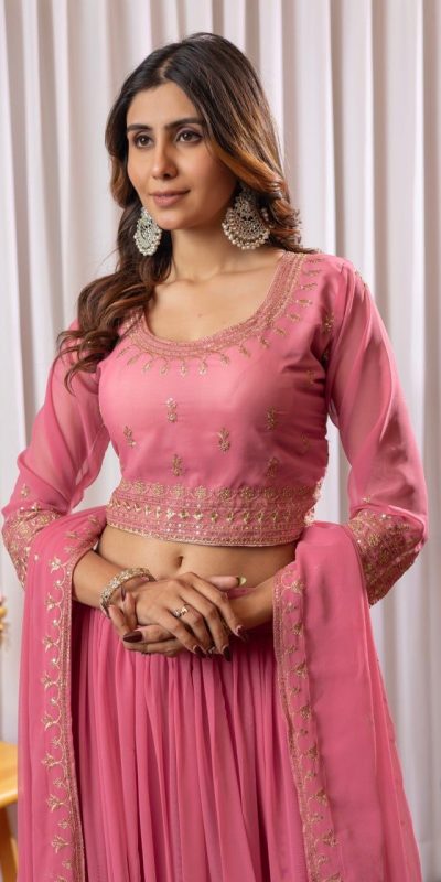 PDC 91 Peach Pure fox Georgette Lehenga Choli erfect for Wedding, Party, Festival Celebrations, Diwali, Karwa Chauth – . Now at just ₹2399. Delivery 4 | Lehenga, Bollywood Lehenga, Creative Lehenga, Designer Lehenga, Embroidered Lehenga, Party Wear Lehenga