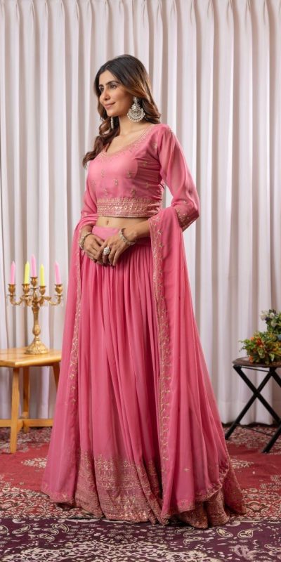 PDC 91 Peach Pure fox Georgette Lehenga Choli erfect for Wedding, Party, Festival Celebrations, Diwali, Karwa Chauth – . Now at just ₹2399. Delivery 4 | Lehenga, Bollywood Lehenga, Creative Lehenga, Designer Lehenga, Embroidered Lehenga, Party Wear Lehenga