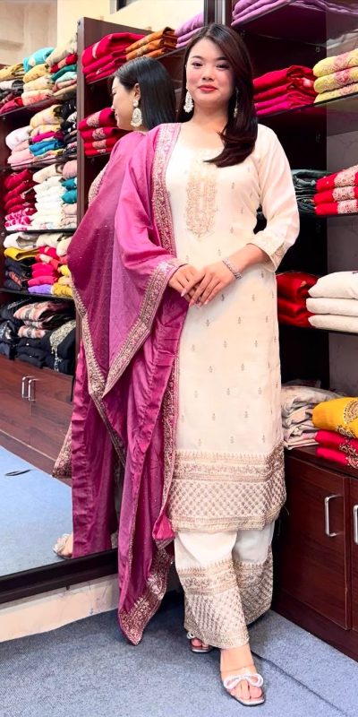 SRK 5140 Pink Chinnon Silk with Embroidery Work & Lace Work Salwar Suit . Affordable Price ₹1799. Delivery 4-6 Working Days. Shop now. | Jump Suits, Salwar suit, Casual Suits, Creative suits, Designer Suits, Palazzo Suits, Party Wear Suits, Patiala Suits, Straight Suits