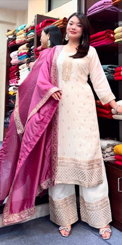 SRK 5140 Pink Chinnon Silk with Embroidery Work & Lace Work Salwar Suit . Affordable Price ₹1799. Delivery 4-6 Working Days. Shop now. | Jump Suits, Salwar suit, Casual Suits, Creative suits, Designer Suits, Palazzo Suits, Party Wear Suits, Patiala Suits, Straight Suits