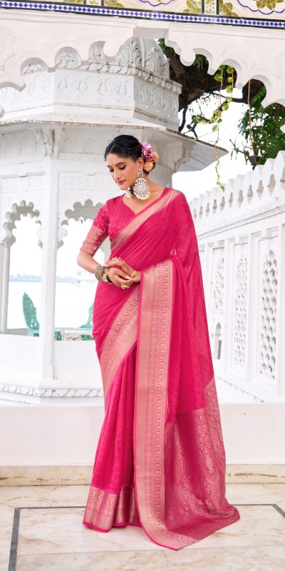 YNF 7902 Pink Color Chinon Printed With Zari Weaving Work Saree With Zari Work. Best Price ₹1549. Delivery 4-6 Working Days. Shop now. | Designer Sarees, Embroidered Sarees, Sarees, Bollywood Sarees, Creative Sarees, Ethnic Saree, Modern Digital sarees, Party Wear Sarees