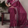 Pink Crepe With Printed Saree