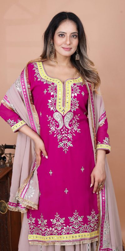 SRK 5260 Pink Faux Georgette With 5mm Embroidery Sequence Work Perfect for Wedding, Party, Karwa Chauth, Ethnic Day, Baisakhi Beast Price At 2149/- Only | Casual Suits, Jump Suits, Salwar suit, Creative suits, Designer Suits, Palazzo Suits, Party Wear Suits, Patiala Suits, Straight Suits