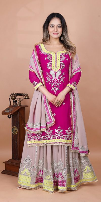 SRK 5260 Pink Faux Georgette With 5mm Embroidery Sequence Work Perfect for Wedding, Party, Karwa Chauth, Ethnic Day, Baisakhi Beast Price At 2149/- Only | Casual Suits, Jump Suits, Salwar suit, Creative suits, Designer Suits, Palazzo Suits, Party Wear Suits, Patiala Suits, Straight Suits