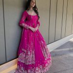 Pink Faux Georgette With Embroidery Lehenga Choli