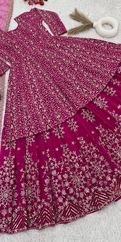 NSR 819 Pink Faux Georgette with Lace Work & Embroidery Work Lehenga Choli . Introductory Price ₹2149. Delivery 4-6 Working Days. Shop now. | Lehenga, Bollywood Lehenga, Creative Lehenga, Designer Lehenga, Embroidered Lehenga, Party Wear Lehenga