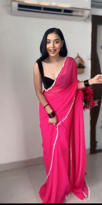 SC 239 Pink Georgette With Lace Work & Lace Border Saree . Wedding, Party, Festive, Events, Exclusive Offer ₹1599. Delivery 4-6 Working Days. Shop now. | Designer Sarees, Embroidered Sarees, Sarees, Bollywood Sarees, Creative Sarees, Ethnic Saree, Modern Digital sarees, Party Wear Sarees