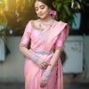 Pink Soft Lichi Silk Jacquard Border Saree
