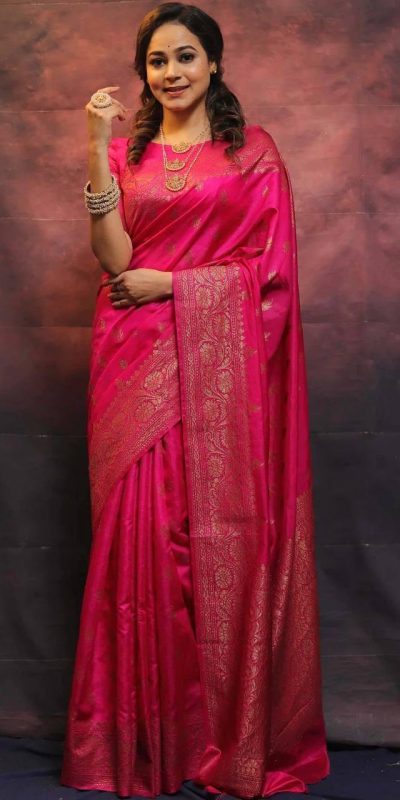 KP 6010 Pink Soft Lichi Silk Jacquard Saree Perfect for Wedding, Party, Traditional Day, Family Gatherings, Sangeet . Grab it for ₹1349. Delivery 4-6 W | Designer Sarees, Embroidered Sarees, Sarees, Bollywood Sarees, Creative Sarees, Ethnic Saree, Modern Digital sarees, Party Wear Sarees