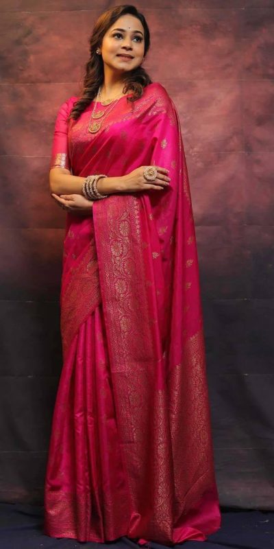 KP 6010 Pink Soft Lichi Silk Jacquard Saree Perfect for Wedding, Party, Traditional Day, Family Gatherings, Sangeet . Grab it for ₹1349. Delivery 4-6 W | Designer Sarees, Embroidered Sarees, Sarees, Bollywood Sarees, Creative Sarees, Ethnic Saree, Modern Digital sarees, Party Wear Sarees