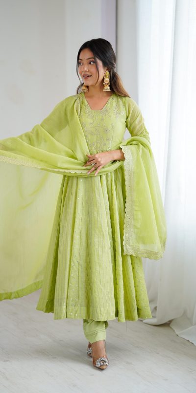 Pista Crunchy Silk Sequence Anarkali Gown