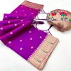 Purple A Pethani Silk Lace Zari Work Saree