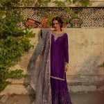 Purple Chinon Lace Work Embroidery Salwar Suit
